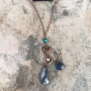 🌺 Oh Soooo Beautiful Blue and Bronze Mixed Metal Necklace